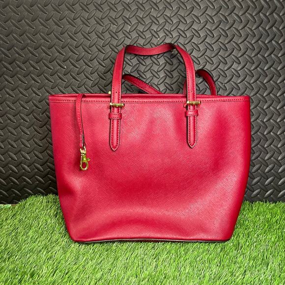 Michael Kors Red Burgundy Handbag Tote Bucket‎ Purse - Picture 7 of 8